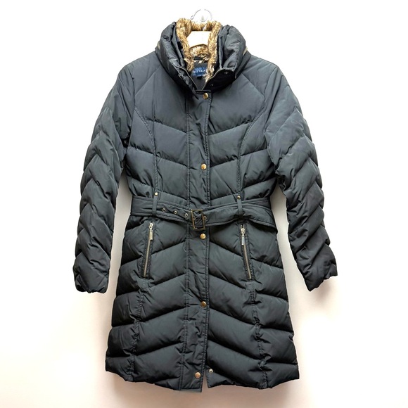 Cole Haan Faux Fur Hooded Black Puffer Jacket XS - Picture 1 of 12